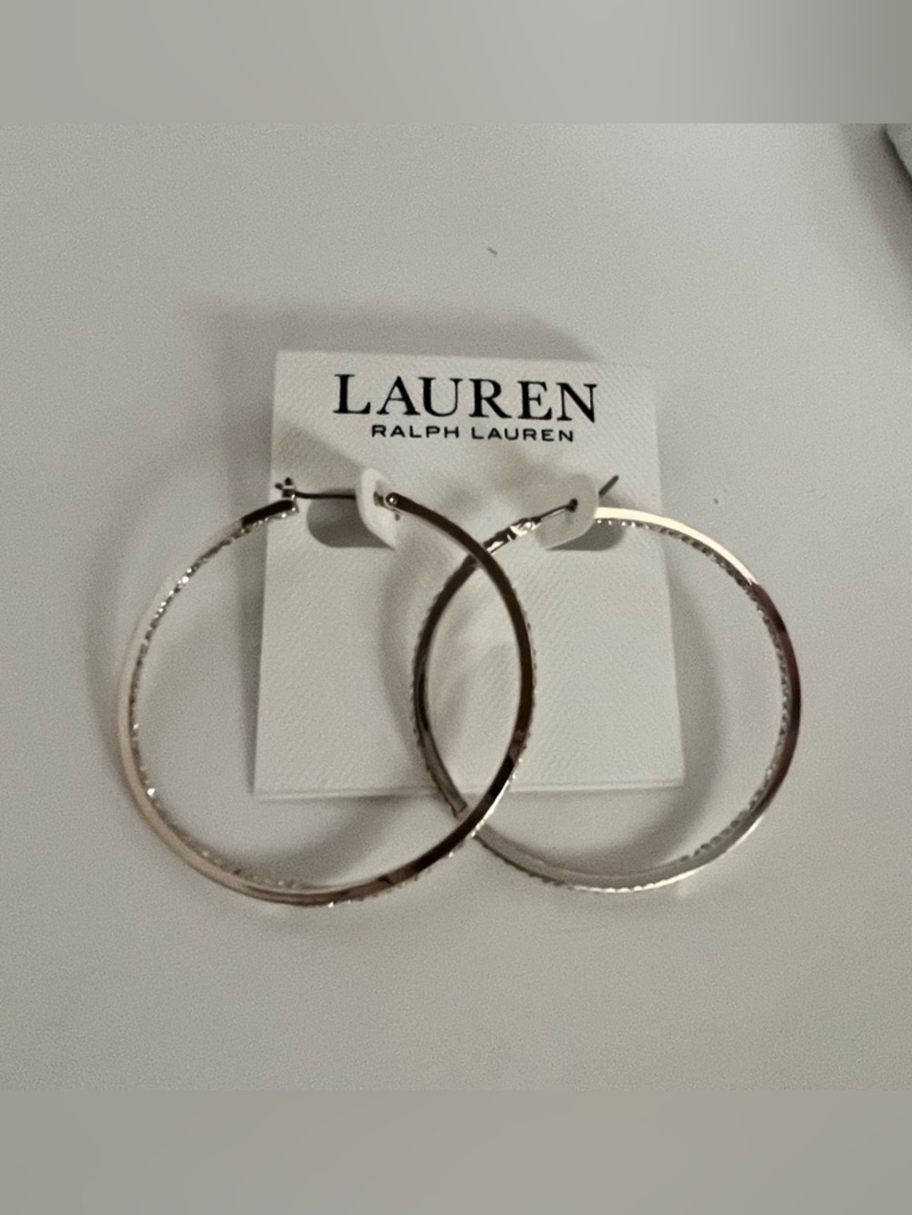 LAUREN Ralph Lauren Women's Pave
Inside-Out Hoop Earrings - Picture 2 of 5
